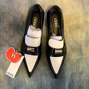 Cider Black and White Pointed Kitten Heels